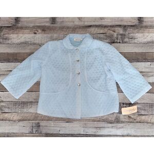 NWT Vintage 50s Vandemere 100% Nylon Quilted Baby Blue Button Front Jacket | L